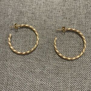 Elegant Gold Tone Twisted Hoop Earrings